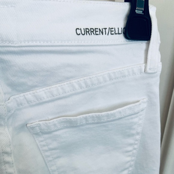 Current/Elliott “The High Waist Stiletto White Side Slit” Jeans in Color Sugar - Picture 4 of 6